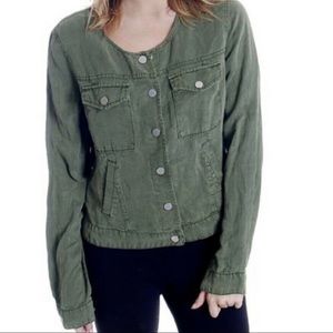 Sanctuary Anthropologie Army Green Snap Lightweight Jacket